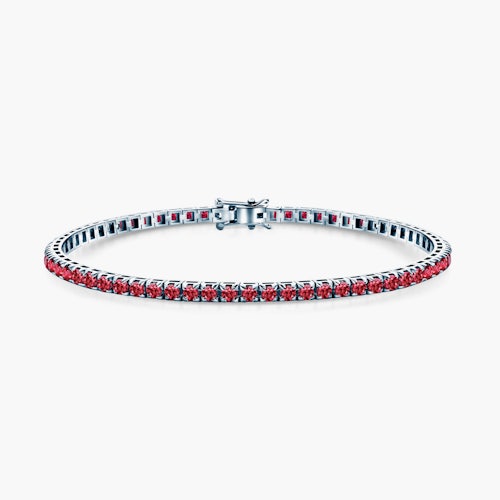 Bransoletka tenisowa Luminy 3,0mm: białe złoto, rubiny